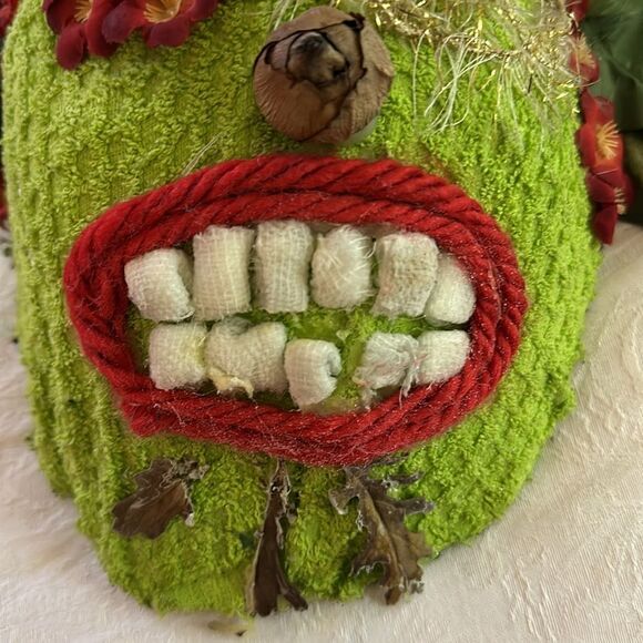 Mask Hand Crafted Day of the Dead Festival Decor Paper Mache Fabric Textile - Picture 2 of 7